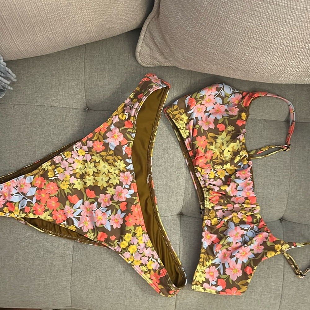 Bring on the bliss brown floral billabong bikini set